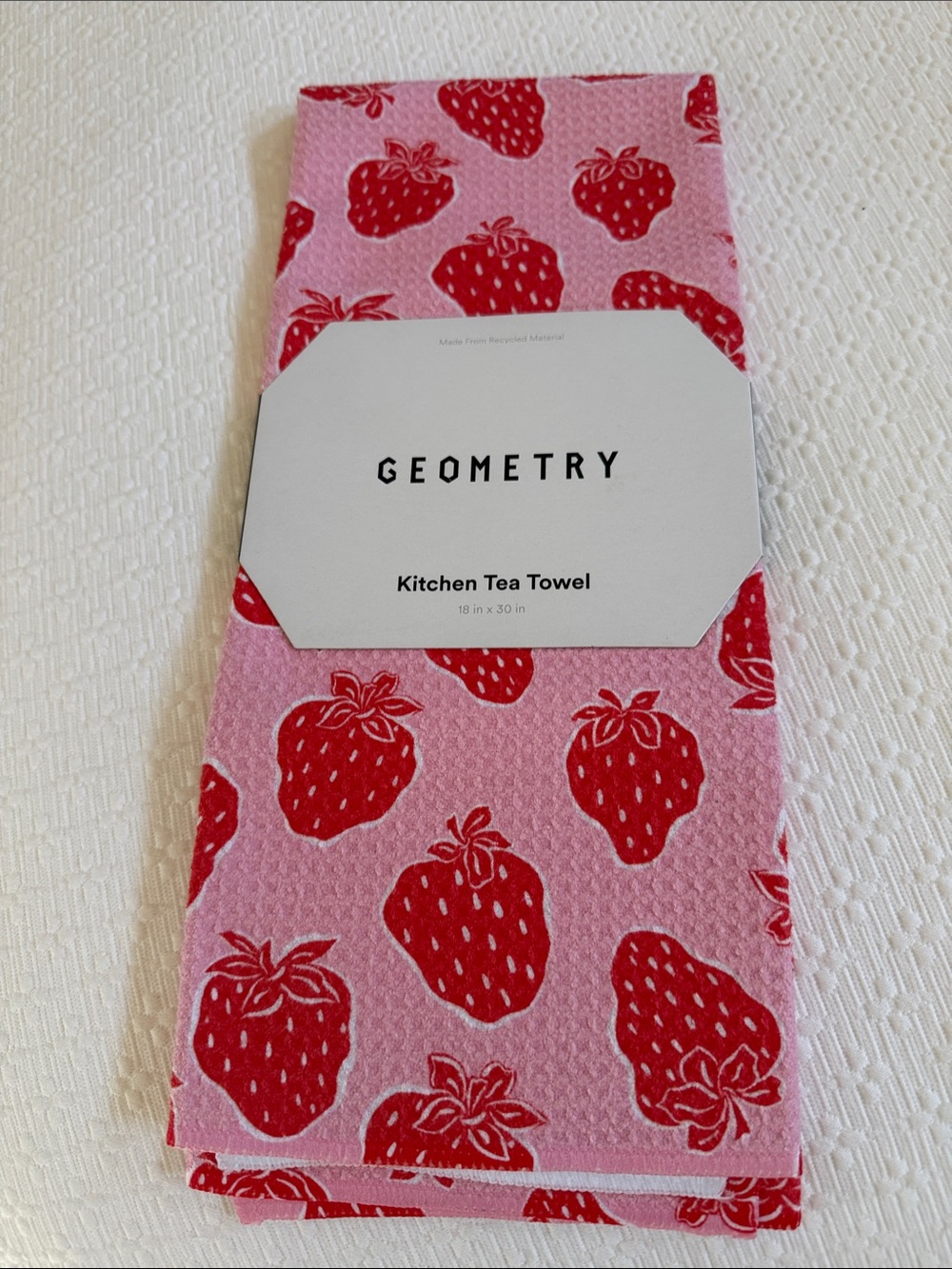 Geometry Pink Strawberry Tea Towel
